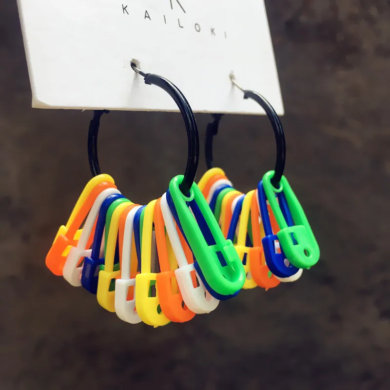 

AVEBIEN Long earrings fashion jewelry 2020 trendy серьги бижутерия Exaggerated candy color pins earrings for women pendientes