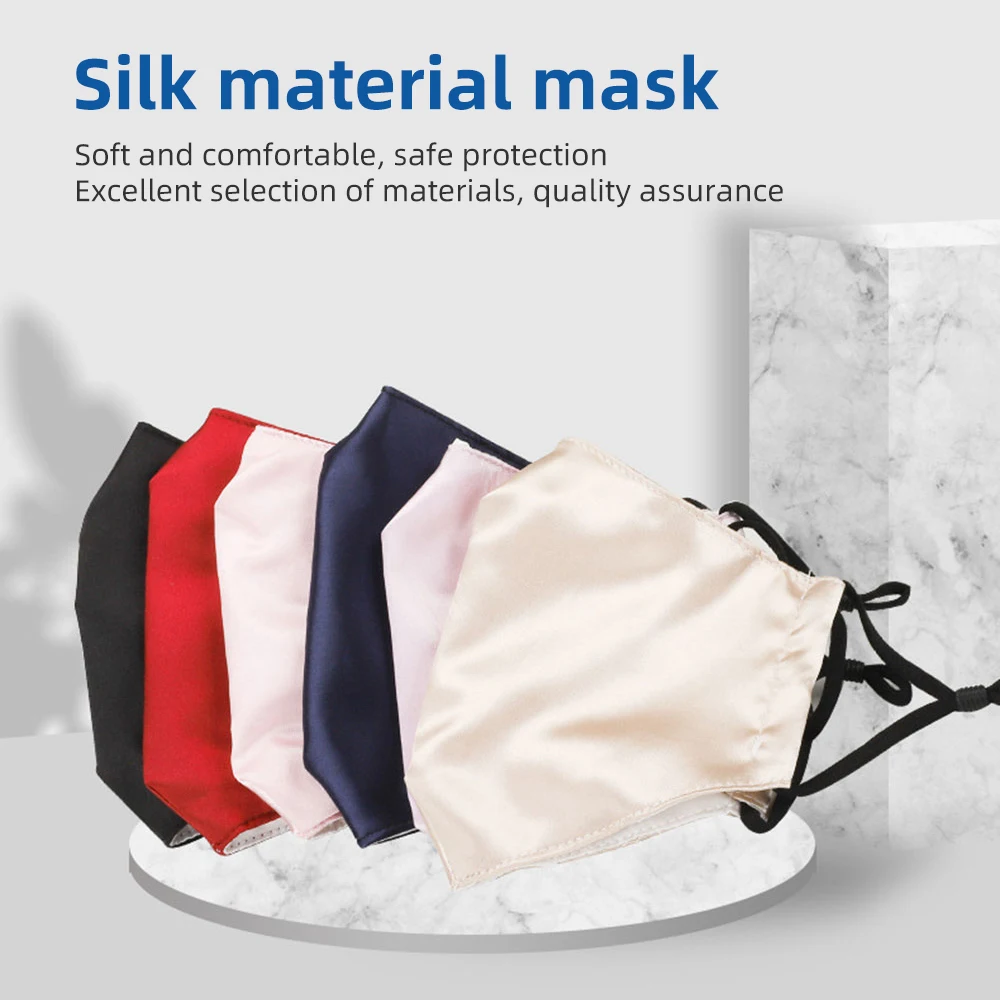 

Summer Washable Adult Silk Face Masks With Person Face For Women Man Protective Resuable Elastic Dust Mouth Mask Cover New
