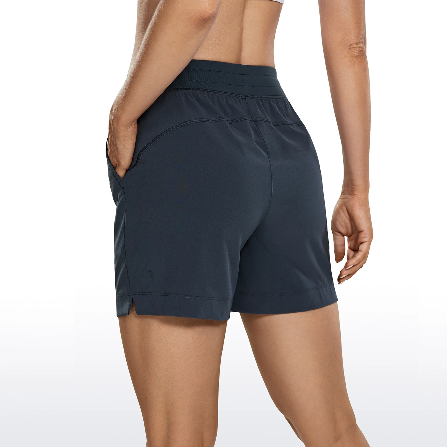 CRZ YOGA Women's 5'' Lightweight Quick Dry Athletic Long Shorts - High Waist Workout Running Summer Gym Shorts Pockets