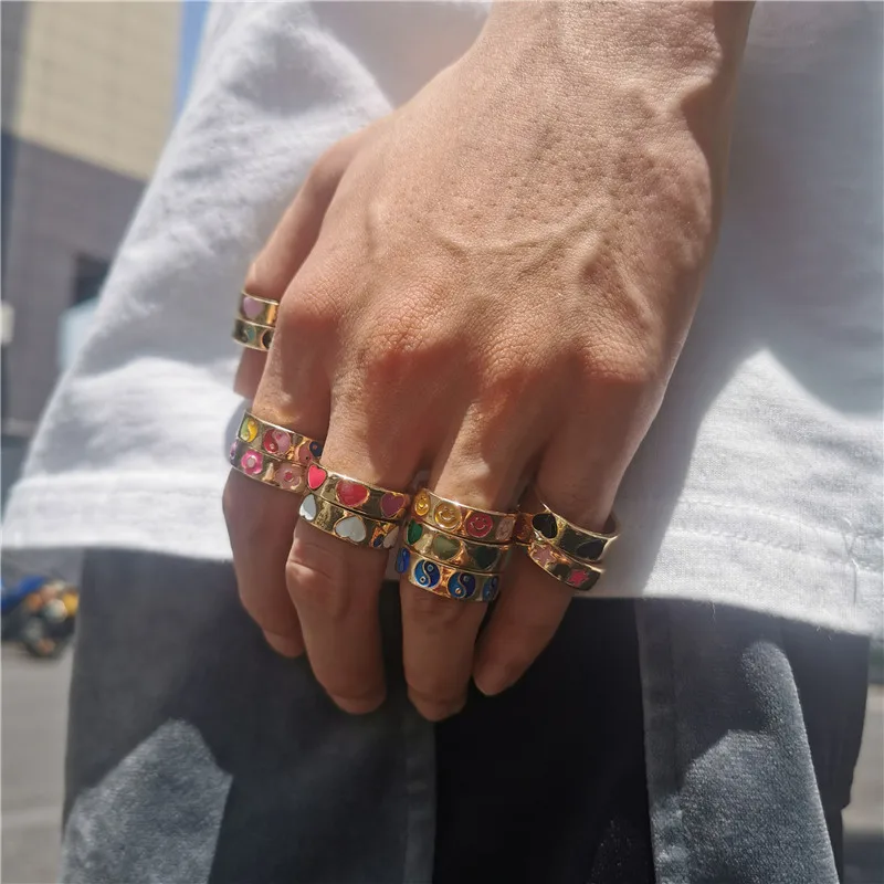 

MASA Punk Metal Geometric Rings Gold Silver Color Alien Face Head Crystal Rings for Women Trendy New Design Jewelry Gift