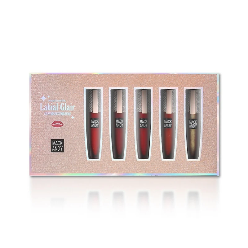 5 шт. стразы матовый блеск для губ набор увлажняющий долговечный