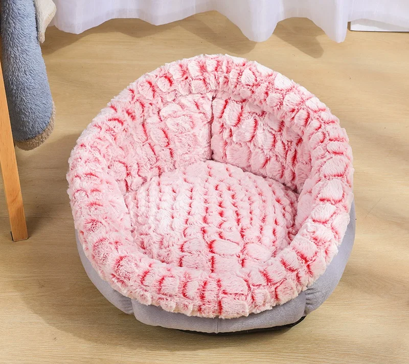 Новые круглые плюшевые кровати для кошек коврики домашних животных зимние