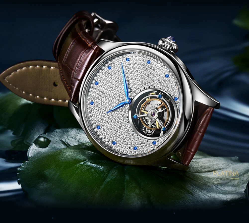 ORKINA Brand Luxury High-End Automatic Mechanical Watches Tourbillon Hollow Precious Stones Inlaid Mechanical Men's Watches
