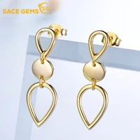 sace gems female earrings s925 sterling silver chic gold water long pendant heart shaped eardrop drop earrings classic