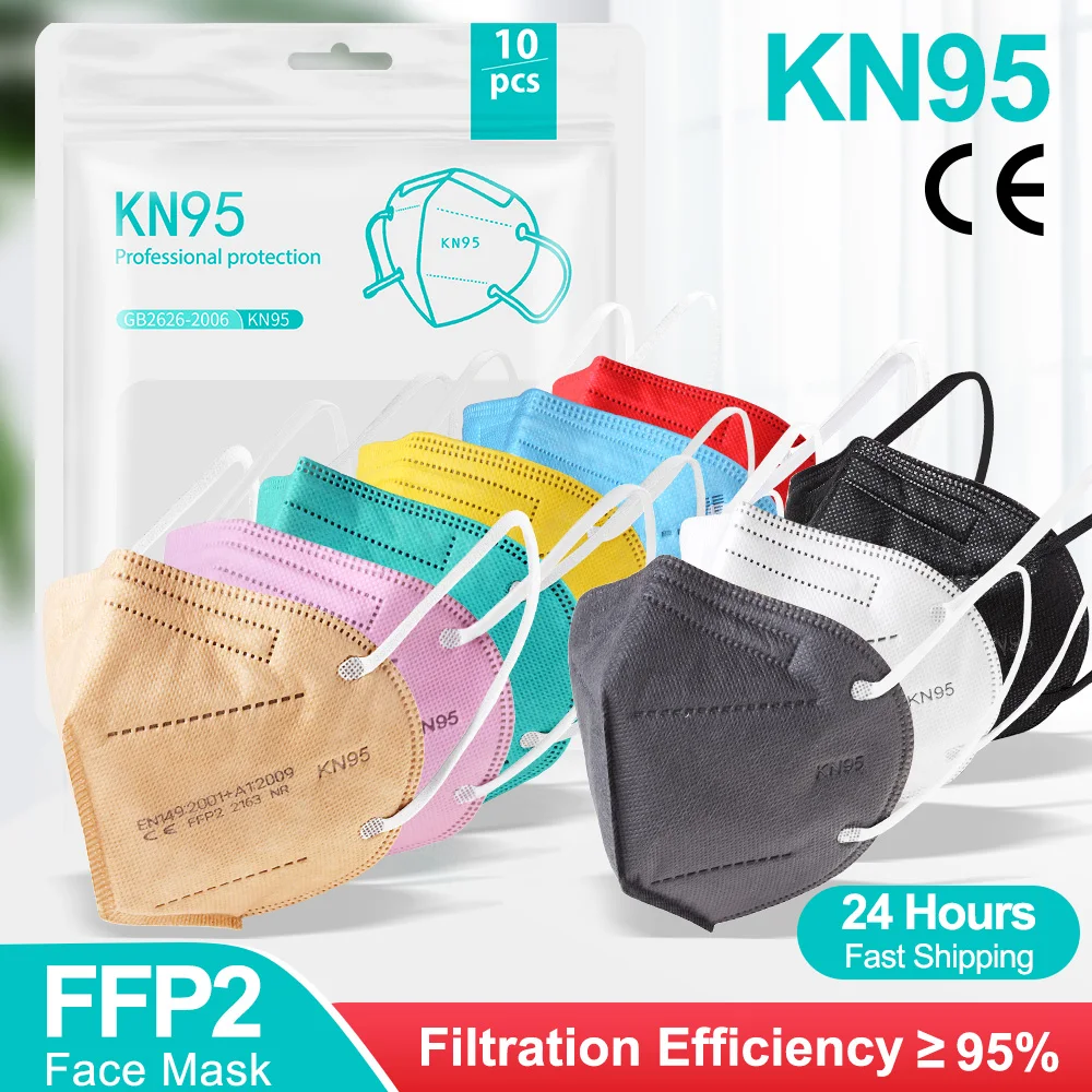 

10 Mixed Colors FPP2 Mascarillas CE KN95 Certificadas FFP2 Face Mask 5 Ply Reusable FFP2mask Homologada Adult Protective Masks