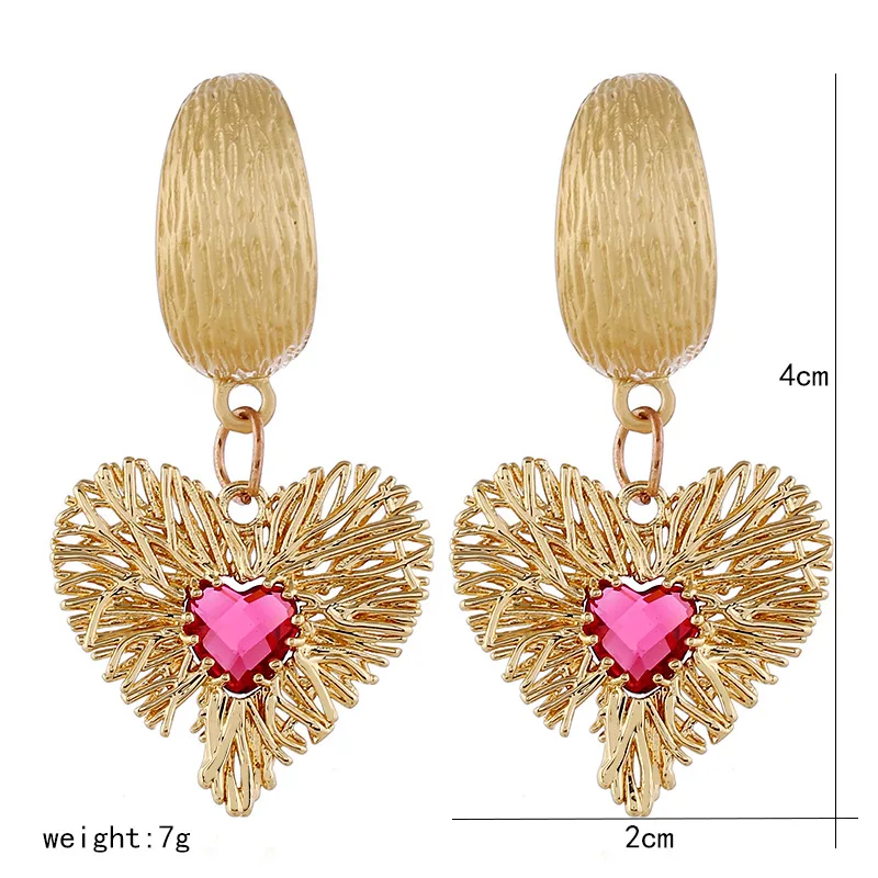 DiLiCa простые Винтажные серьги для женщин сережки в форме сердца с кристаллами