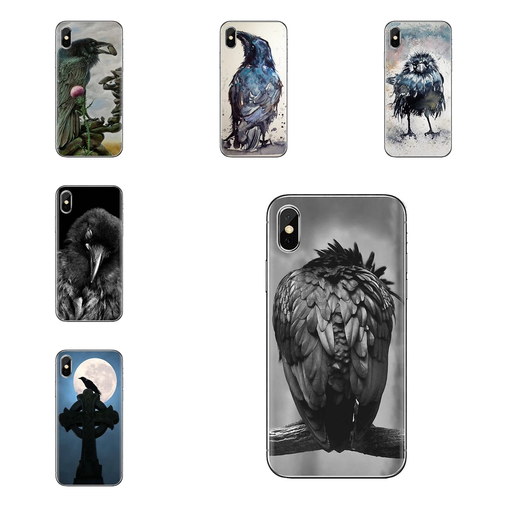 Silicone Cases Covers For Samsung Galaxy S2 S3 S4 S5 MINI S6 S7 edge S8 S9 Plus Note 2 3 4 5 8 Coque Fundas The Black Crow Print |