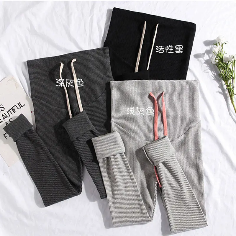 Pregnant Women Basic leggings Pants Maternity Clothes Trousers Spring Autumn Winter Plus Velvet Pants Maternity Out Wear