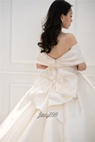 Elegant Ivory Wedding Dress 2020 Satin Scoop Long Train Ball Gown Wedding Gowns Bridal Dress trouwjurk vestidos de novia