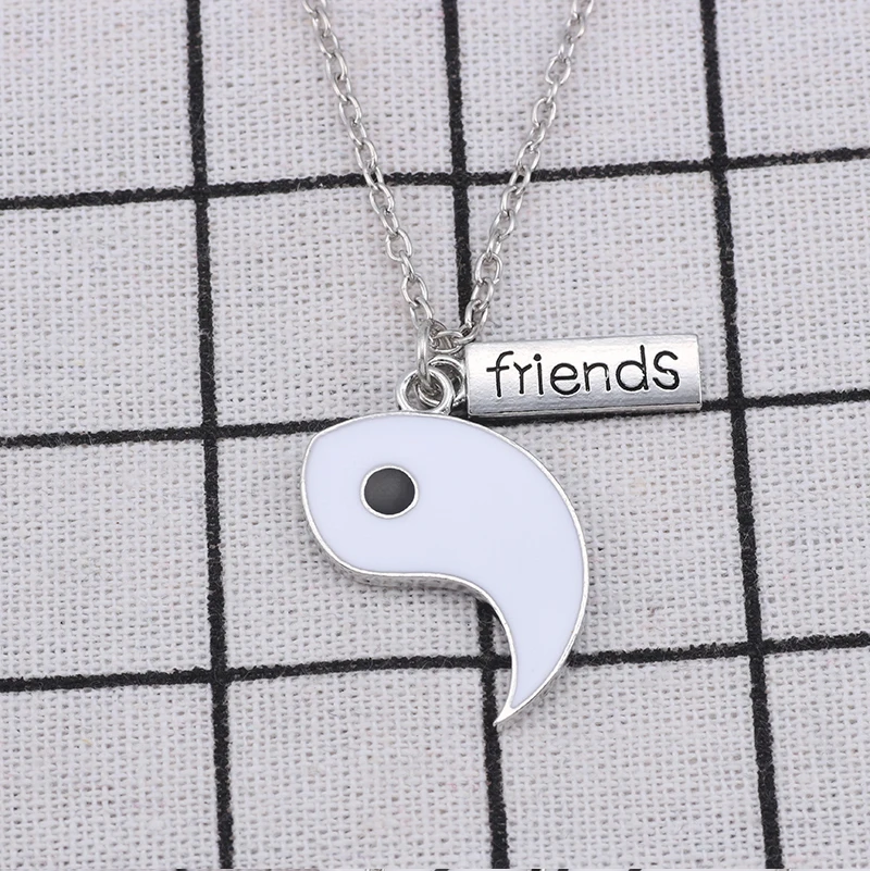 Лучшие друзья воротник cadena hombres y mujeres 2 piezas blanco y negro colgante воротник conjunto BFF amistad joyerica regalo