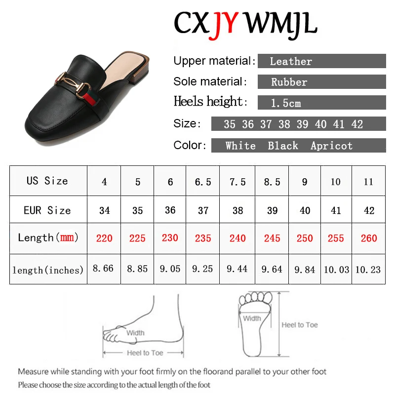 

CXJYWMJL Summer Women Flat Slippers Fashion Mules Women Slippers Square Toe Low Heel Slides Ladies Flat Flip Flop Big Size 34-43