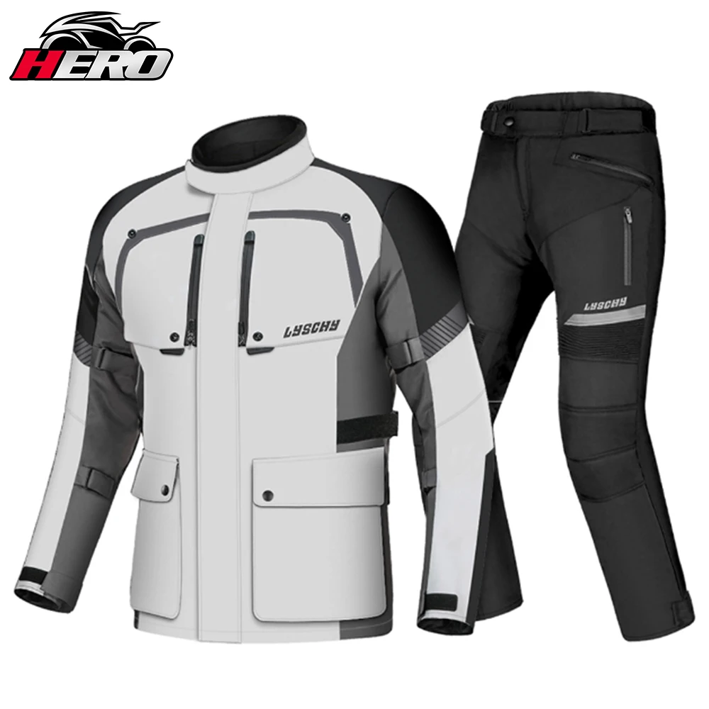 

LYSCHY Motorcycle Jacket Night Reflective Detachable Liner Moto Suit Motorbike Riding Motocross Breathable Waterproof Protection