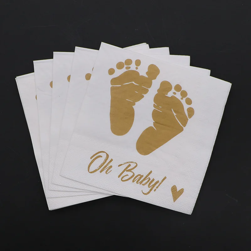 Вечерние Детские душевые салфетки 20 листов/упаковка золотые ножки праздничные