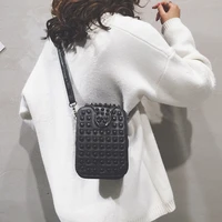 100sheepskin shoulder bag satchel female fashion black crossbody bag genuine leather small handbag rivet square bag luxury woma