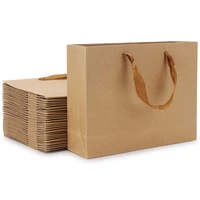 25 pieces kraft paper shopping bag kraft paper gift bag brown kraft paper gift bag with widened fabric handle