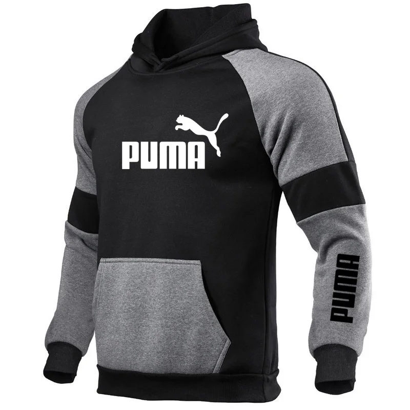 

Autumn and winter men's fleece hoodie casual warm high quality patchwork double pocket hoodie fashion hip-hop pullover hoodie sw