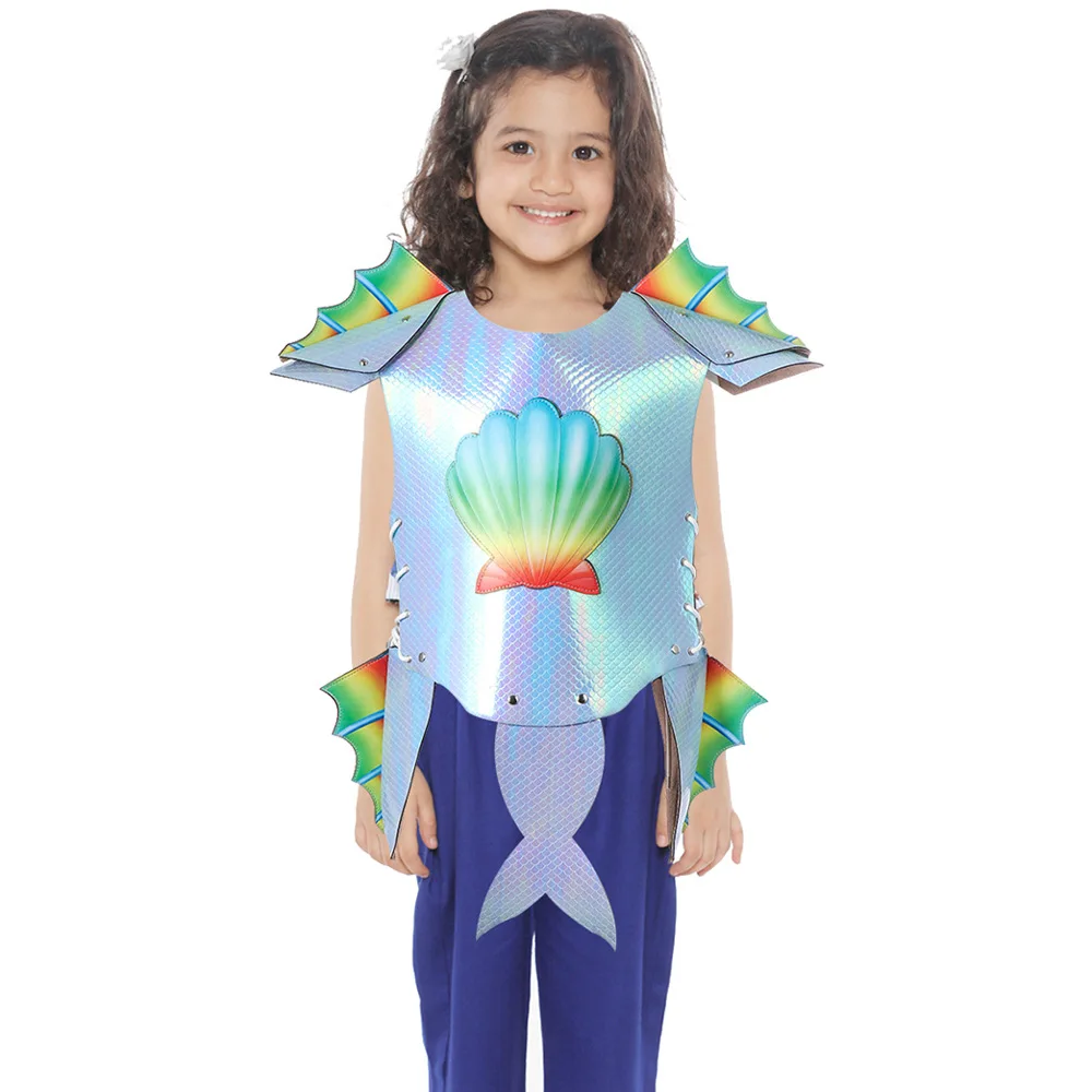 

2021 New Mermaid Warrior Leather Armor Spot Halloween Decoration Carnival Children Mermaid Warrior Leather Armor Prom Prom