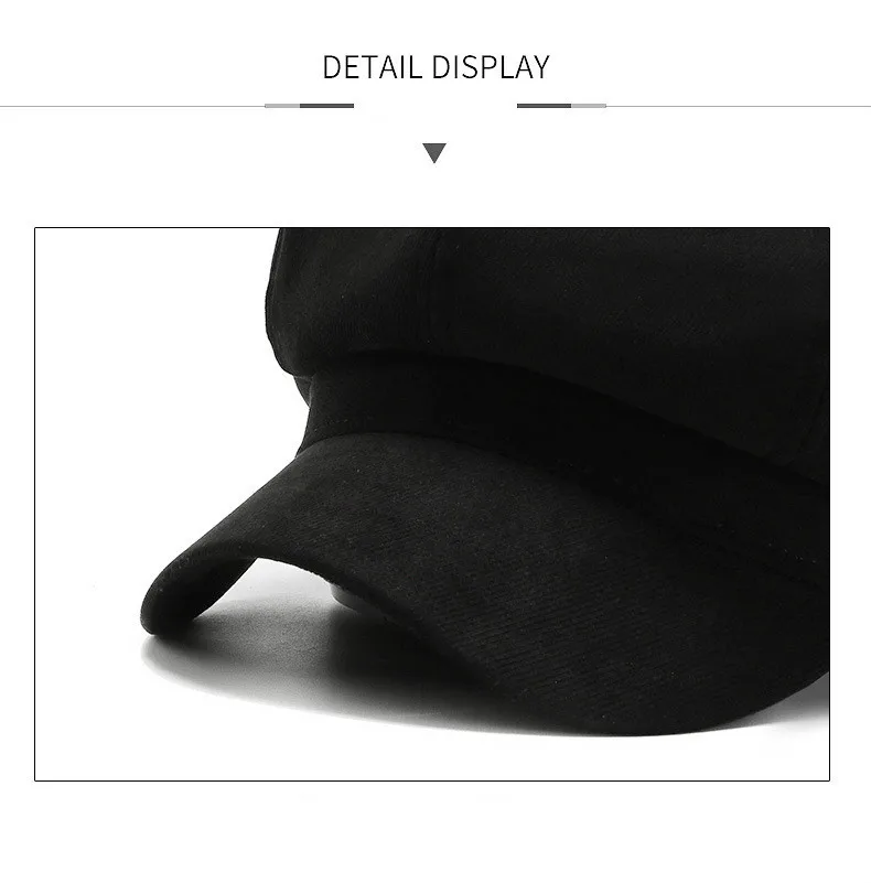 Осенне-зимние шапки для женщин однотонная простая восьмиугольная кепка