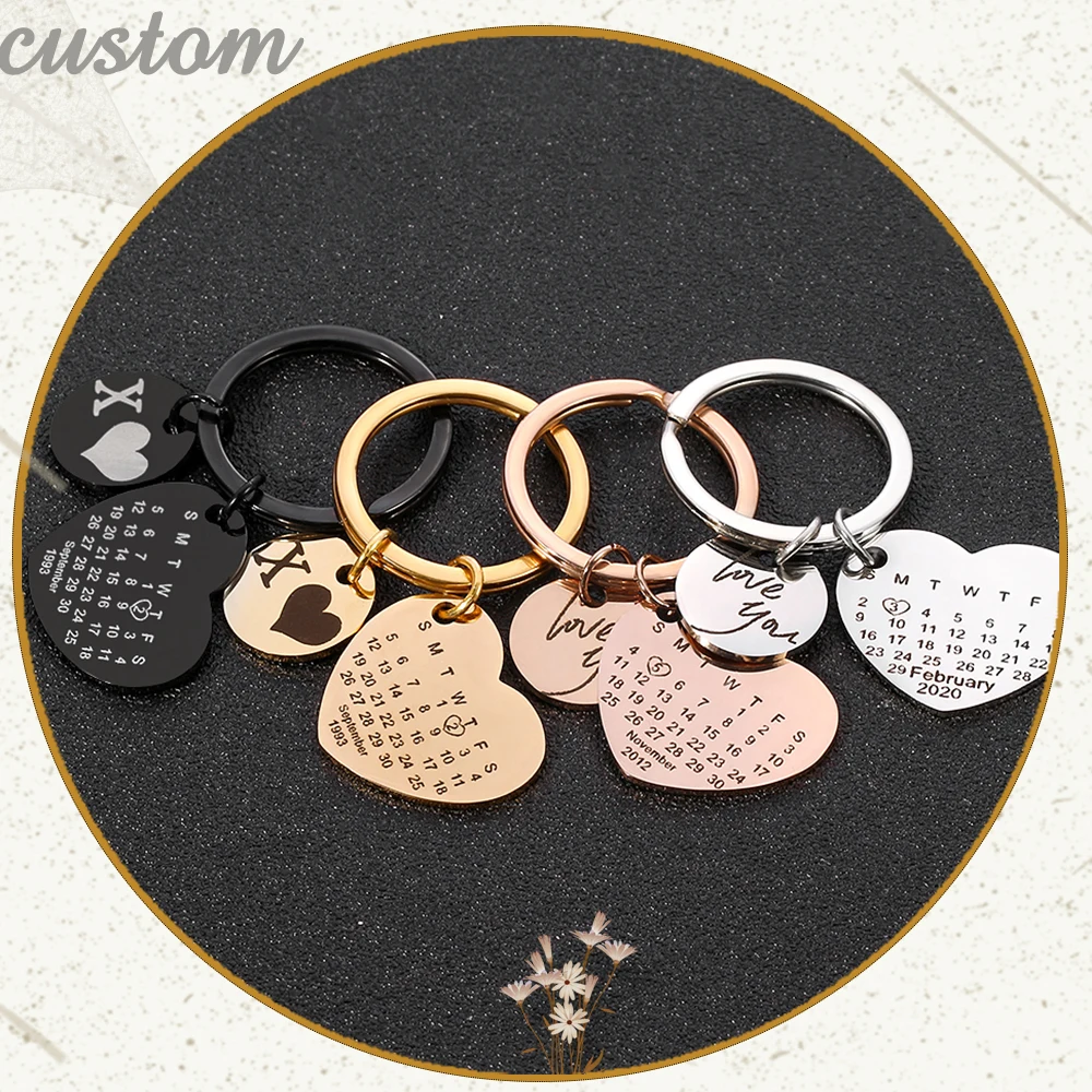 Персонализированные пользовательские брелок календарь из нержавеющей стали с