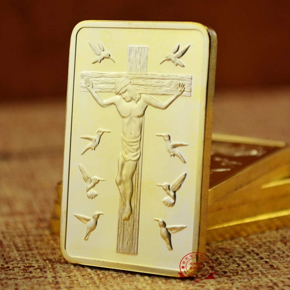 

Золотой брусок с изображением Иисуса Христа и ангела, 1 унция, копия золота 999 дюйма, бриллиант из дракона, христианская Золотая монета, колле...