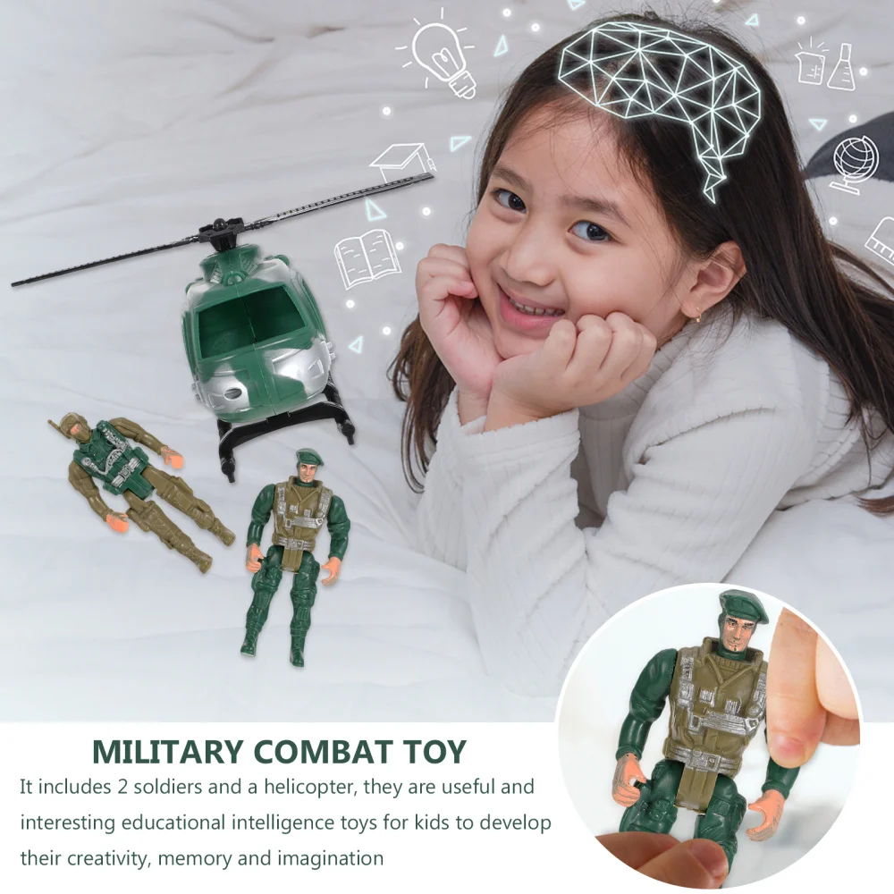 

1 Set Mini Helicopter Soldier Toys Children Boy Battle Playset Birthday Gift