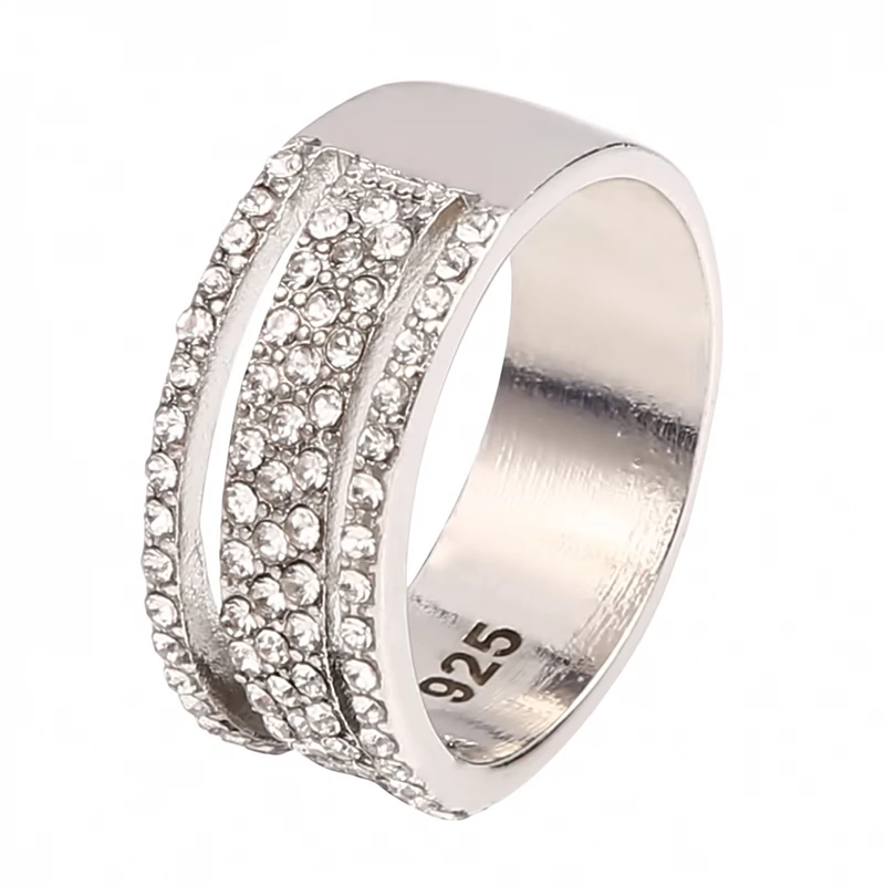 

Big Zircon Stone Sterling Silver Color Band Rings For Women Wedding Engagement Rings Fashion Jewelry 2021 Hot Sale