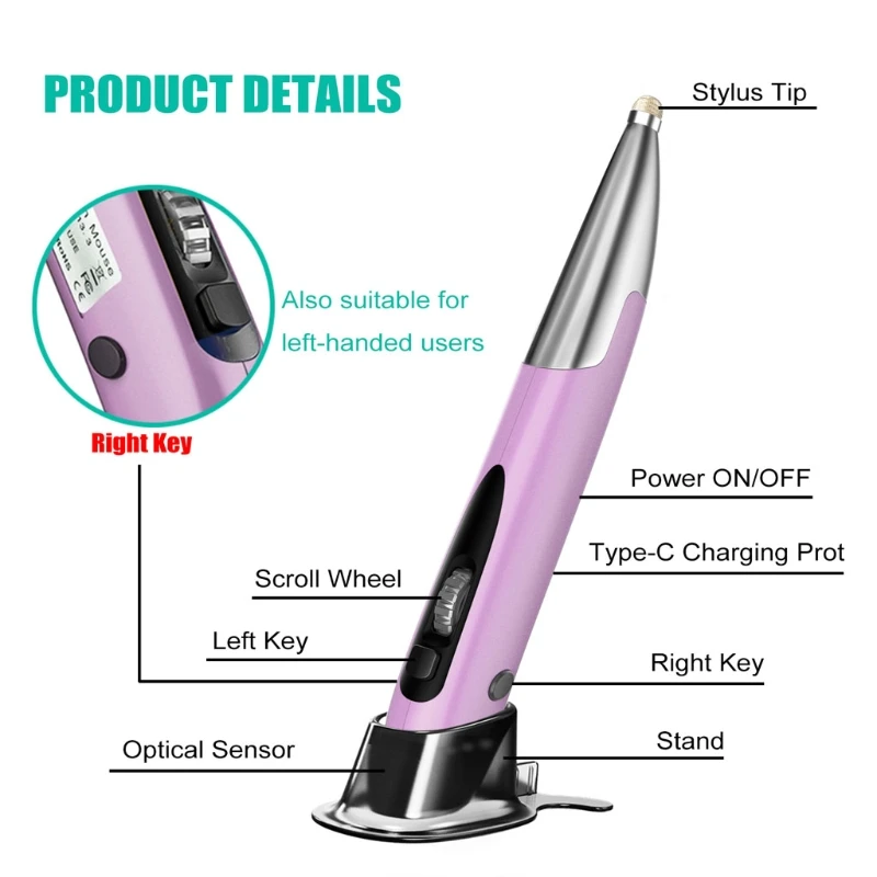 Перезаряжаемая правая рука и левая 1200 DPI 2 4G USB Беспроводная мышь с адаптером Micro Type