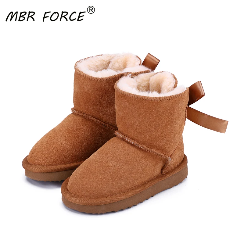 MBR FORCE/модные милые детские теплые зимние ботинки Зимние из натуральной кожи для