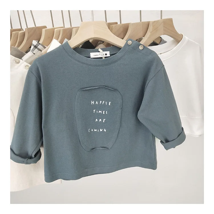 2019 Весенние футболки в Корейском стиле с длинными рукавами и аппликацией