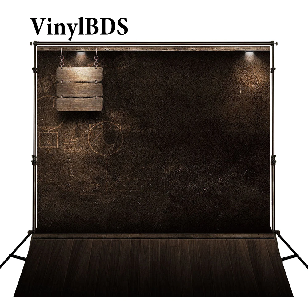 

VinylBDS Retro Style Background Photo Wood Flooring Mathematical Formula Lighting Fall Photocall Backdrops Photography