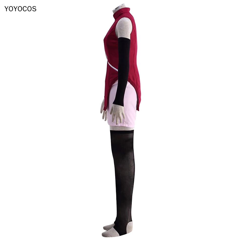 YOYOCOS BORUTO NARUTO Uchiha Sarada Cosplay Costume Women Cheongsam Anime Clothes +Sleeve Cover +Sock Suits For Christmas Party |