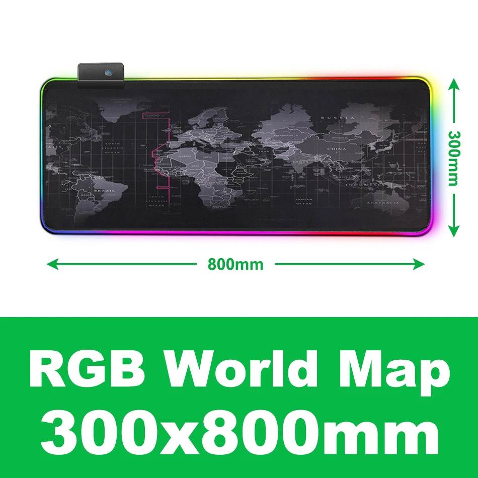 RGB игровая мышь XXL карта мира коврик клавиатура Коврик Led подсветка большой коврик для мыши геймерский компьютер большой коврик для мыши RGB Mause коврик Настольный коврик - Цвет: RGB 80x30 cm