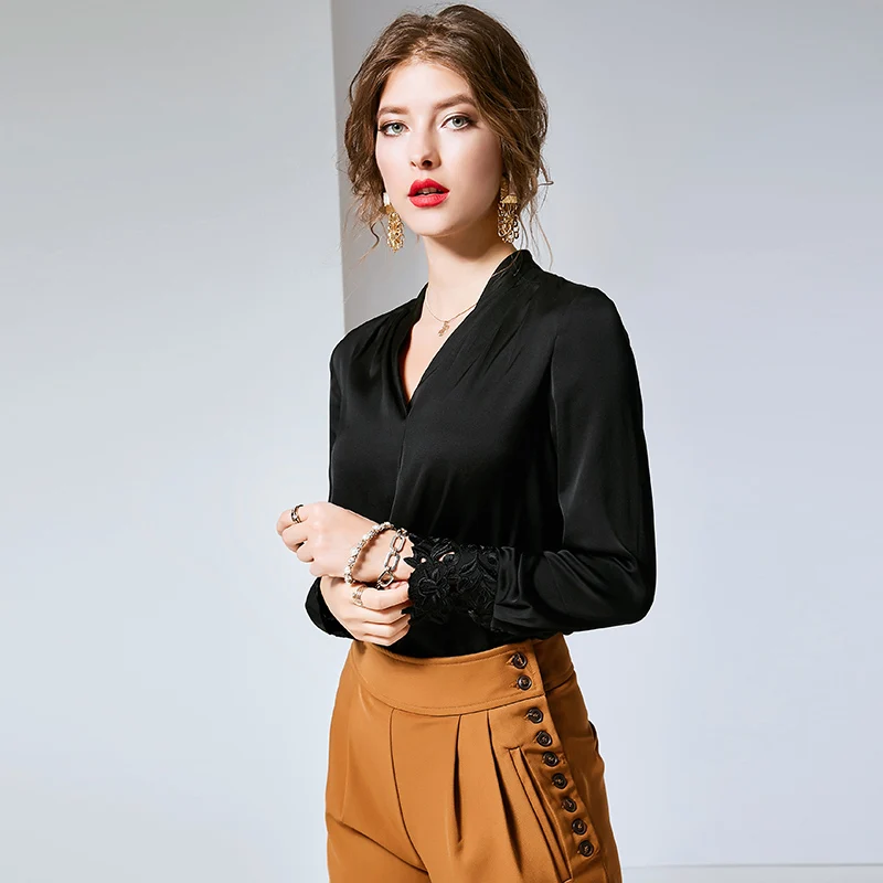 Женская модельная рубашка из 2020 чистого шелка привлекательная Элегантная блузка