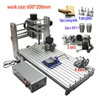 Гравировальный станок, металлический фрезерный станок с ЧПУ для работ по дереву, печатной плате, пластику, 6020 Вт, шпиндель 3, 4, 5 осей, с цанговым сверлом ER11, 400