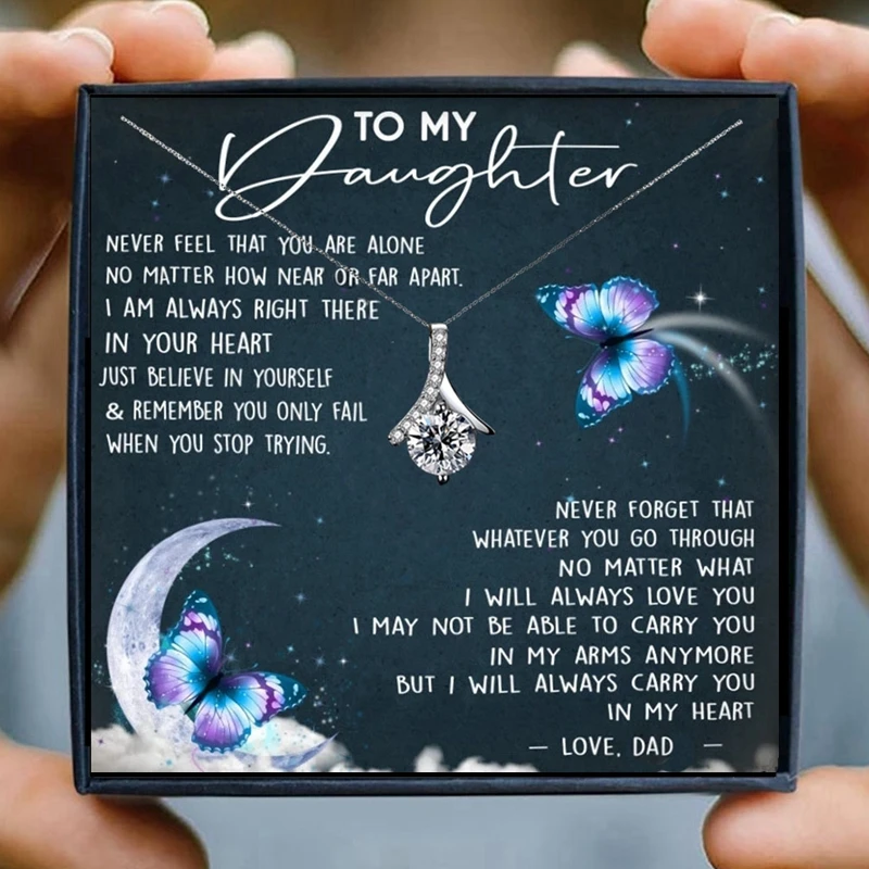 

Necklace Gift for Daughter from Dad Fashion Mother Necklace Femal Heart Pendant Necklaces Girl Jewelry Christmas Birthday Gifts