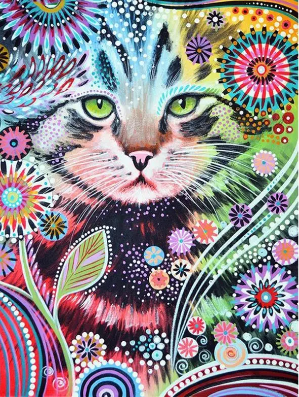 Алмазная 5d картина сделай сам с полным покрытием красочный Кот 3D алмазная