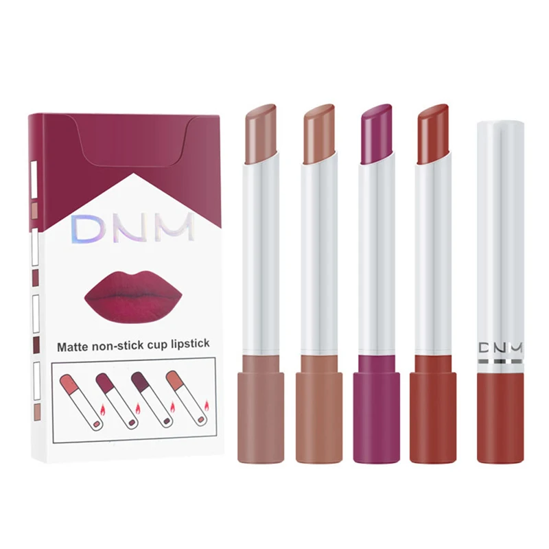 

4 Colors Matte Velvet Lip Balm Silky Sexy Red Lipstick Women Makeup Nude Waterproof Female Cosmetics