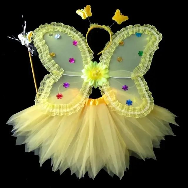 Сказочный Детский костюм с крыльями бабочки для девочек Радужное платье маской