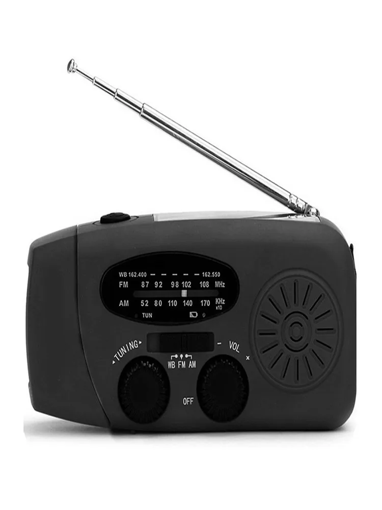 Multifunctional Hand Radio Solar Crank Dynamo Self Powered AM/FM/NOAA Weather Radio Emergency Use LED Flashlight Power Bank