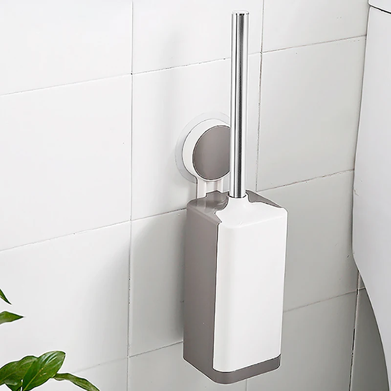 

ABS Toilet Brush and Holder Wall-mounted Bathroom Accessories Sets Strong And No Hair Loss Punch-free Long Handle Cleaning