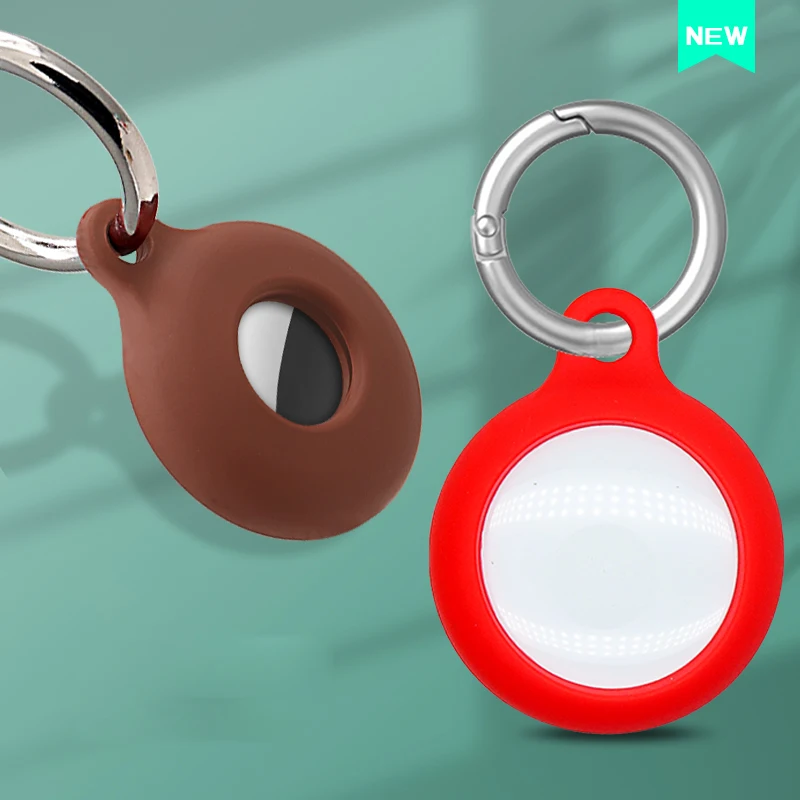 

For Apple Airtags Case Silica Gel Shockproof Keychain Protective Tracker Locator Device Anti-lost Anti-Scratch Protector Bumper