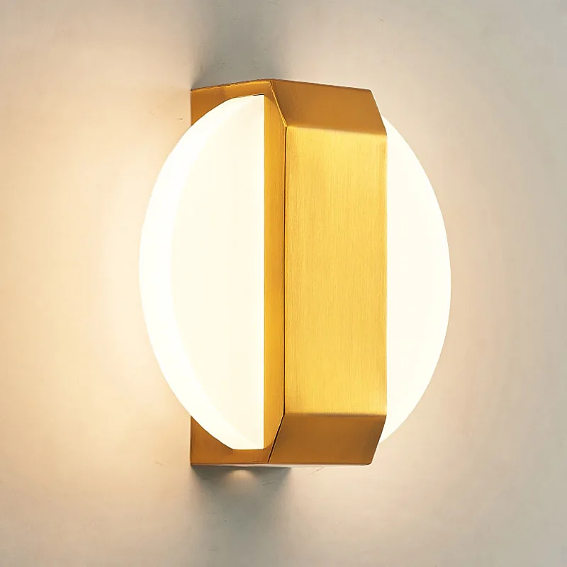 

Modern Gold LED Bedside Wall Sconce Lamp Acrylic lampshade Wall Light Indoor lights Fixtures Living Room LED Wall Lamp Bedroom