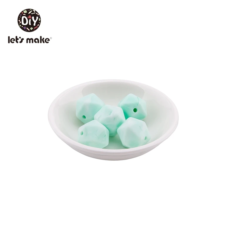 marble mint Let' s сделать 20 шт. Силиконовые Бусины Пищевой шестигранный силиконовый шарик 14 мм Сделай своими ругами слингобусы соска цепь Bpa Бесплатный Детский Прорезыватель - Цвет: marble mint