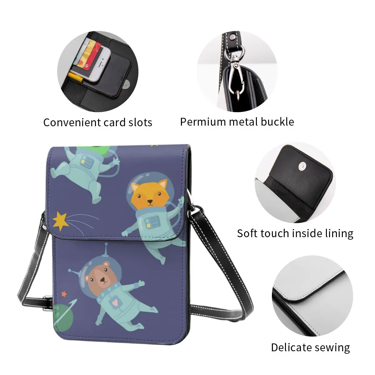 

Animals In Space. Illustration Vector Fashion Card Holder Wallet 2021 New Female Wallets Women Zipper Strap Coin Purse