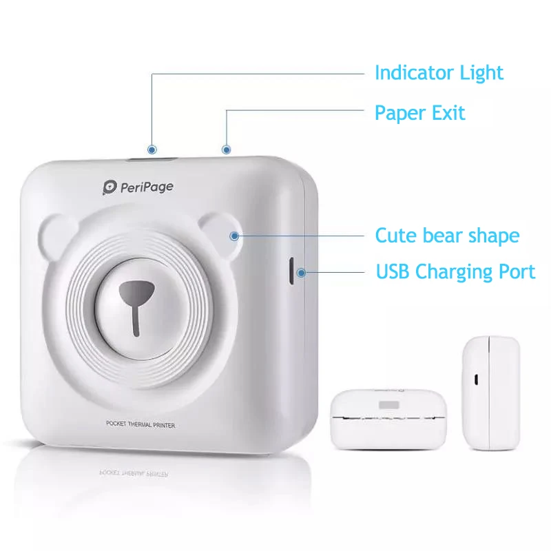 

Peripage Mini Pocket Photo Bluetooth Thermal Printer Label Portable Printer A6 304dpi Print More Clearer For Android iOS Windows