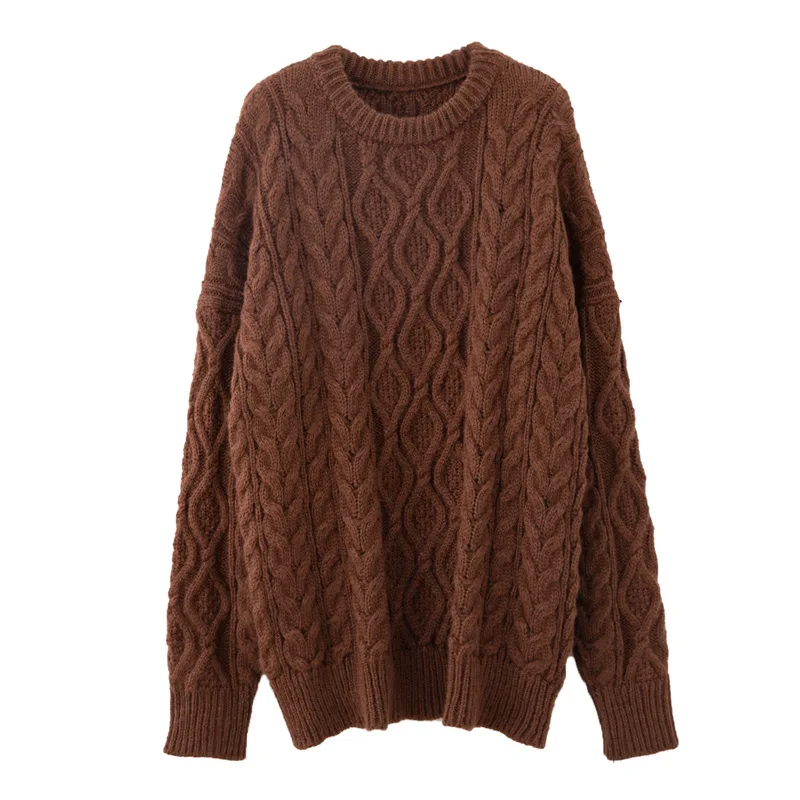 

Autumn Winter Women's Sweater Korean Style O-Neck Twist Pullovers Knit Top New Thick Needle Solid Female Sweaters LL968