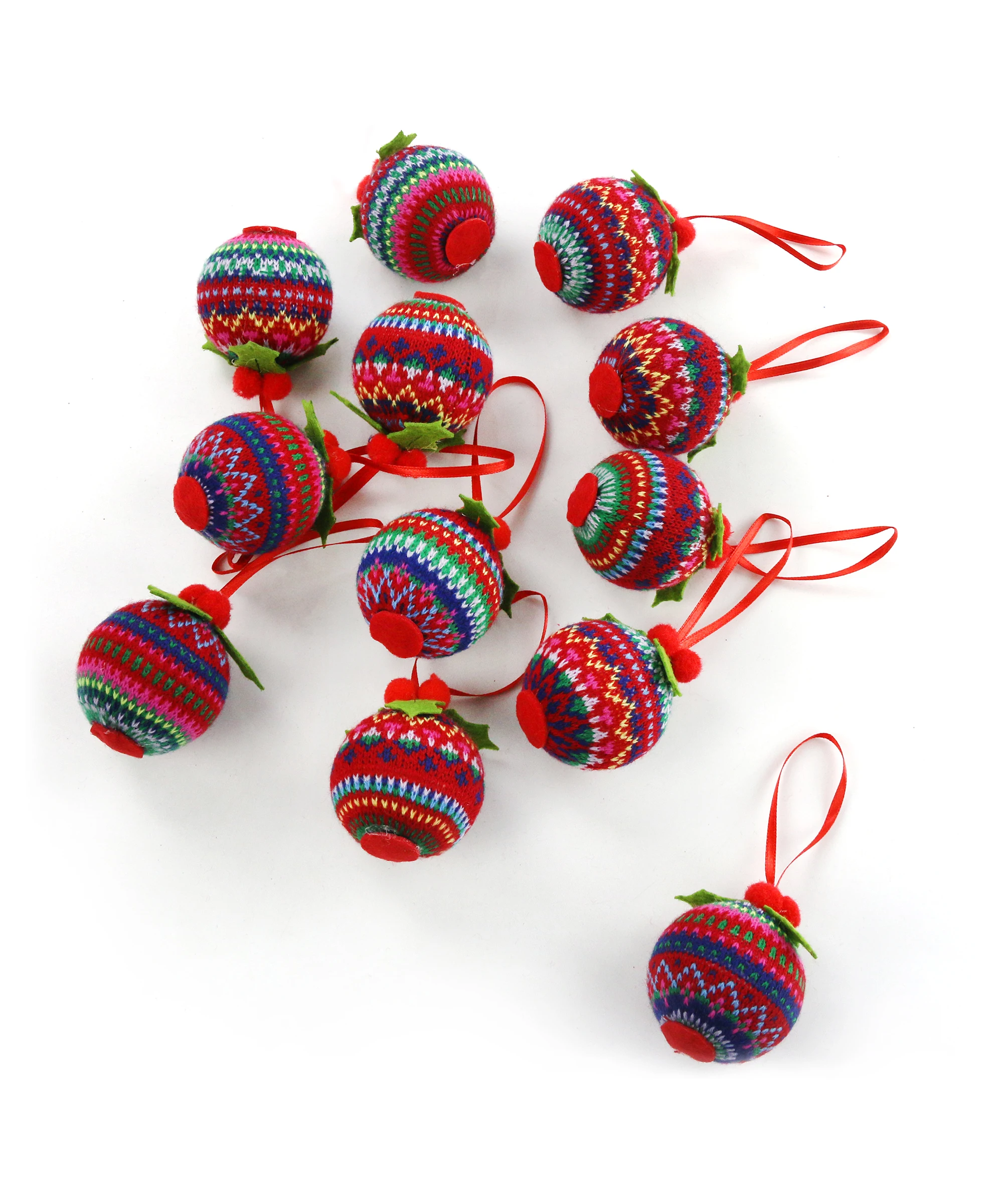 Прямая поставка вязаные рождественские украшения в форме шара с яркими