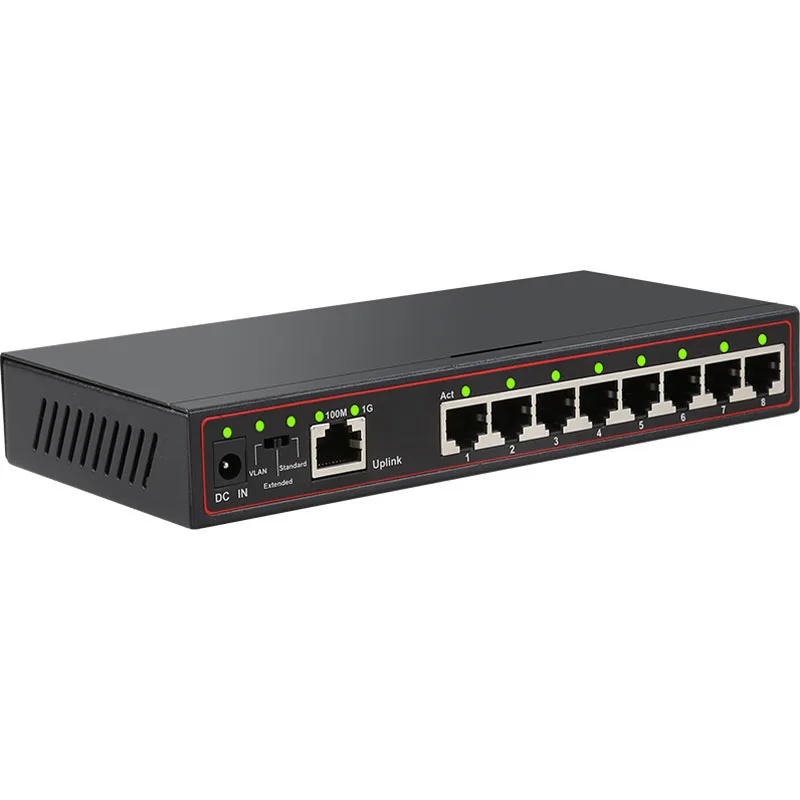 9 портовый гигабитный коммутатор POE 250 м 8 портов 100 + 1 порт 1000 Ethernet источник питания