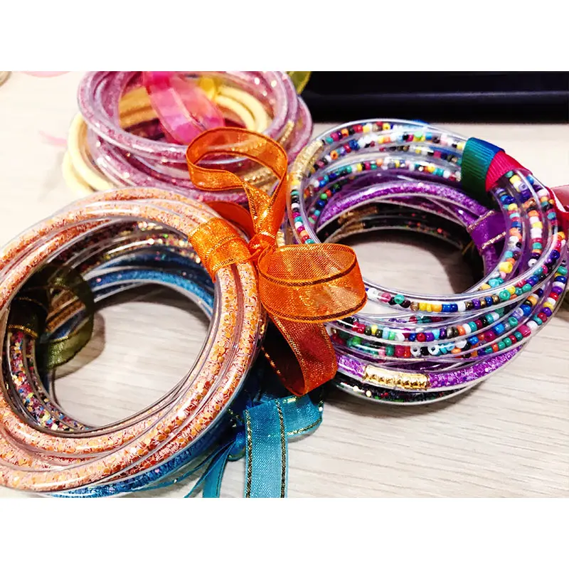 JUST FEEL 5 шт./компл. красочные бусины блестящее желе Женский бант блестящий