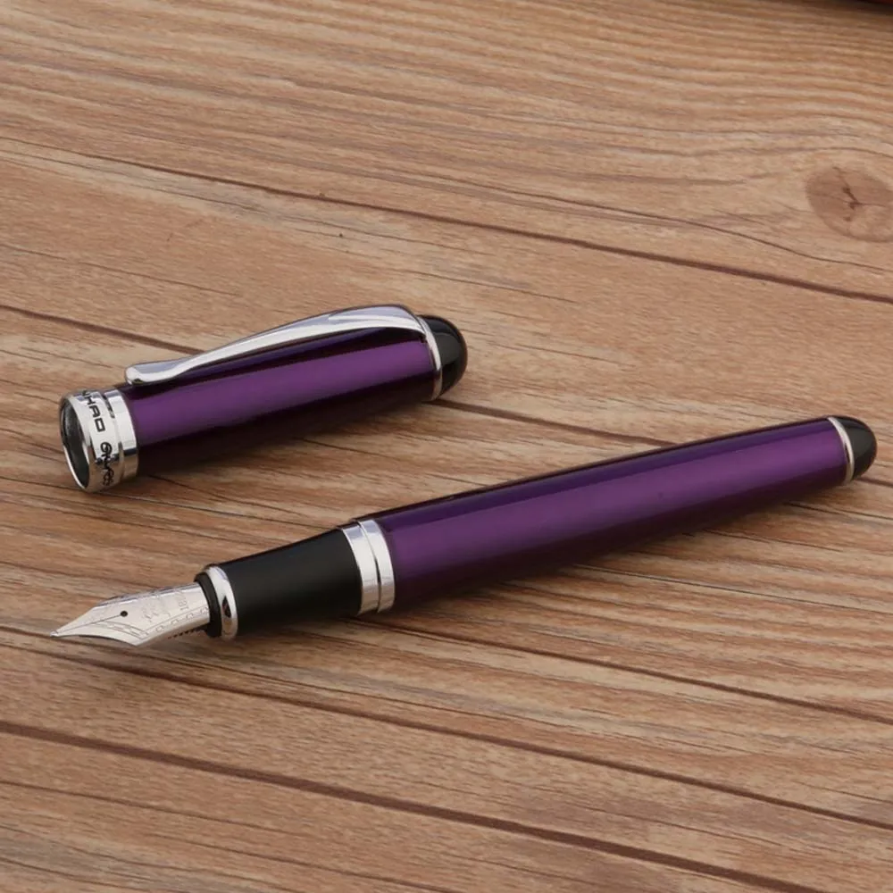 Jinhao X750 перьевая ручка металлическая фиолетовый Серебряный изгиб Перо Чернила